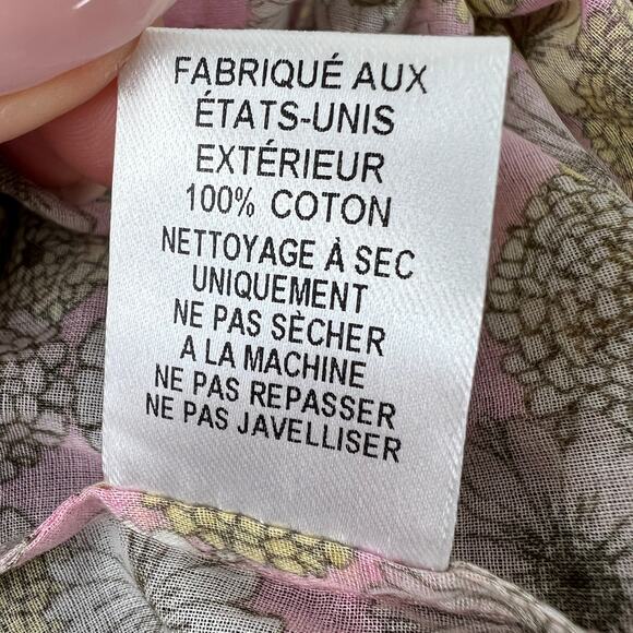 NWT LISA MARIE FERNANDEZ Pink Floral Puff Sleeve Square Neck Cotton Crop Top 2 - Picture 9 of 9